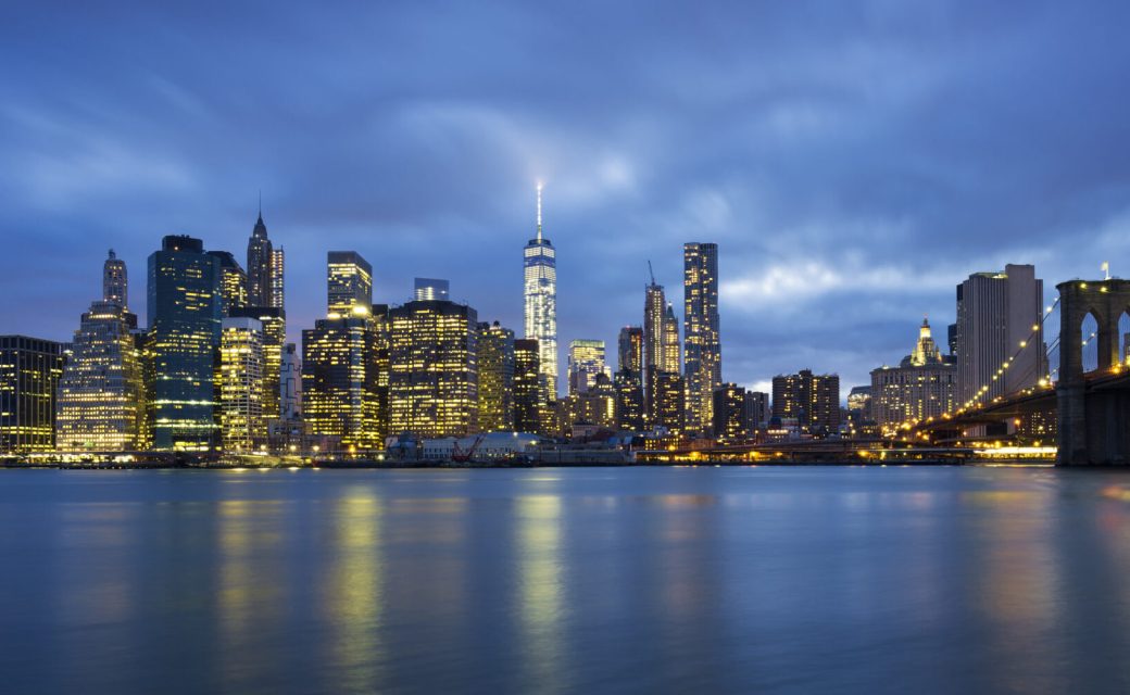 Panoramic view of New York City Manhattan midtown at dusk